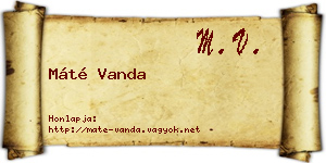 Máté Vanda névjegykártya